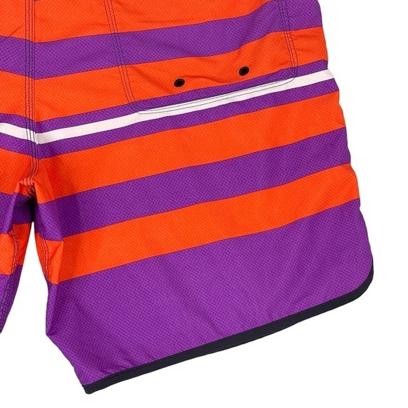 Hurley Phantom Boardshorts Mens 36 Logo Patch Red Purple Bright Striped Swim - Picture 10 of 11